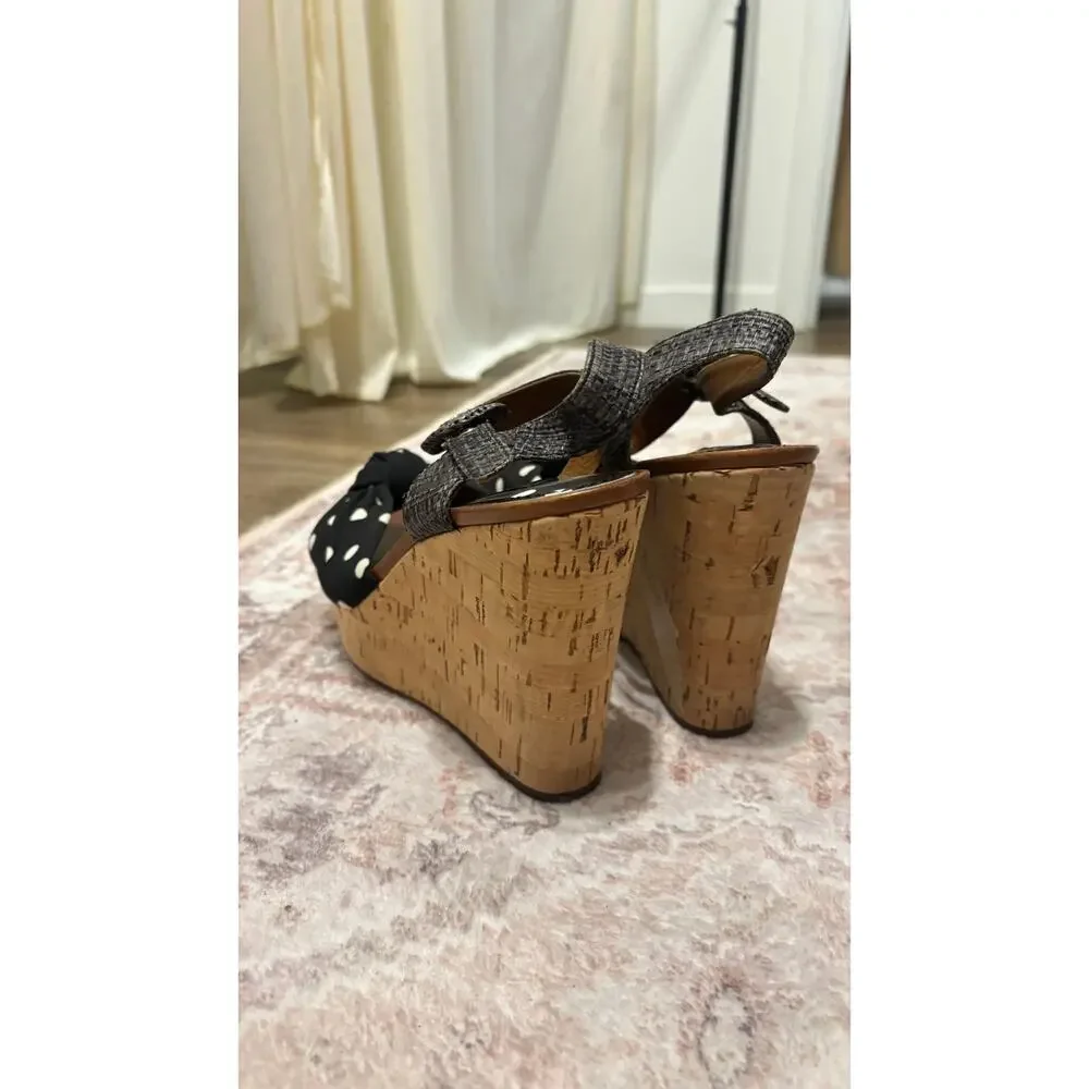 Dolce & Gabbana Polka Dot Cork Wedge Sandals Ankle Strap Women's US 7.5 - Picture 7 of 9